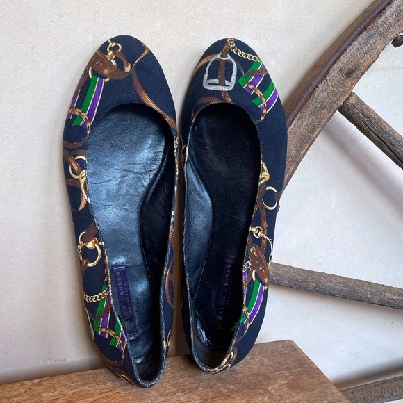 RALPH LAUREN COLLECTION Purple Label Black Equestrian Horse Bit Flats 9B ITALY!! - Picture 11 of 12